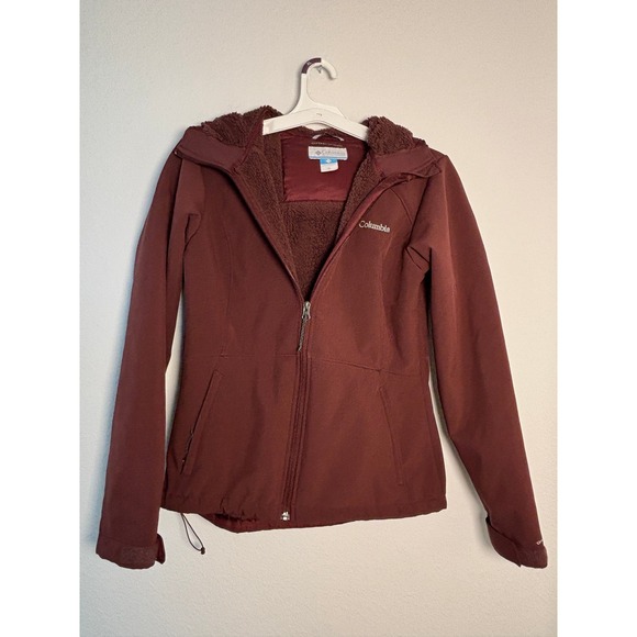 Columbia Jackets & Blazers - Columbia Omni-Wind Softshell Jacket Womens Medium Maroon Fleece Lined Hooded